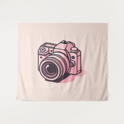 Trendy Roze DSLR Camerafotografie Gepersonaliseerd Wandkleed (Voorkant (horizontaal))