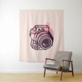 Trendy Roze DSLR Camerafotografie Gepersonaliseerd Wandkleed (In situ)