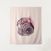 Trendy Roze DSLR Camerafotografie Gepersonaliseerd Wandkleed (Voorkant)