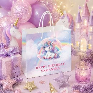 Trendy Roze Eenhoorn Magisch Meisje Verjaardag Cad Groot Cadeauzakje