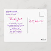 Trendy Roze Eenhoorn met Bloemen Party Dank u Briefkaart (Achterkant)
