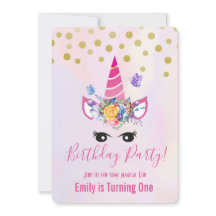 Trendy Roze Eenhoorn met Bloemen Verjaardagsfeest