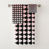 Trendy roze en Black Heart gradiëntpatroon Bad Handdoek (Insitu)