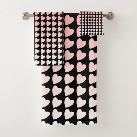 Trendy roze en Black Heart gradiëntpatroon Bad Handdoek (Insitu)