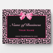 Trendy roze en Black Leopard Business Name Fotoplaat (voorkant)