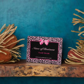 Trendy roze en Black Leopard Business Name Fotoplaat (Zijkant)