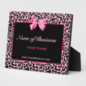 Trendy roze en Black Leopard Business Name Fotoplaat (Zijkant)