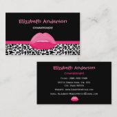 Trendy Roze en Black Leopard Makeup Artist Lips Visitekaartje (Voorkant / Achterkant)