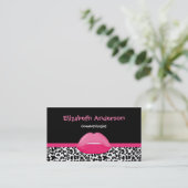 Trendy Roze en Black Leopard Makeup Artist Lips Visitekaartje (Staand voorkant)