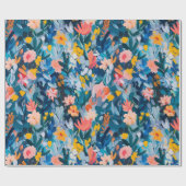 Trendy roze en blauw Abstract bloemmotief Cadeaupapier (Vlak)
