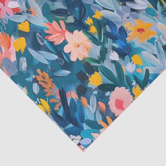 Trendy roze en blauw Abstract bloemmotief Tissuepapier (Detail)