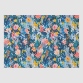 Trendy roze en blauw Abstract bloemmotief Tissuepapier