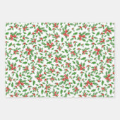 Trendy roze en blauwe kerst Holly Patroon Inpakpapier Vel (Voorkant)