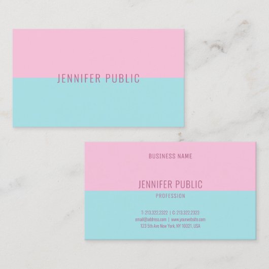 Trendy roze en blauwe moderne grafische Sjabloon Visitekaartje (Voorkant / Achterkant)