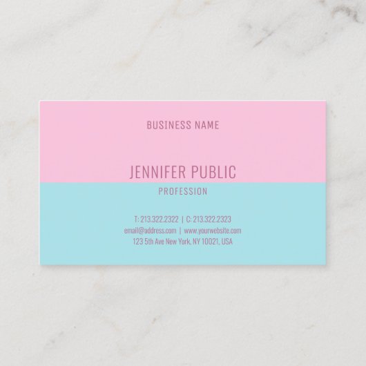 Trendy roze en blauwe moderne grafische Sjabloon Visitekaartje (Achterkant)