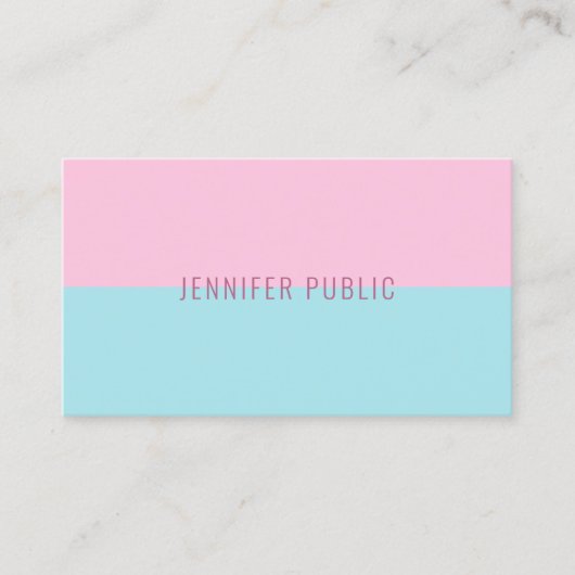 Trendy roze en blauwe moderne grafische Sjabloon Visitekaartje (Voorkant)