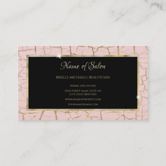 Trendy roze en goud gekraakte verf haar salon visitekaartje (Achterkant)