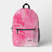 Trendy roze en goud gemarmerd bedrukte rugzak (Voorkant)