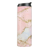 Trendy Roze en Gouden Glitter Agaat Thermosbeker (Gedraaid links)