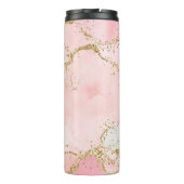 Trendy Roze en Gouden Glitter Agaat Thermosbeker (Achterkant)