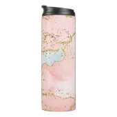 Trendy Roze en Gouden Glitter Agaat Thermosbeker (Geroteerd rechts)