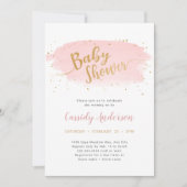 Trendy roze en gouden Waterverf Baby shower Kaart (Voorkant)