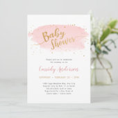 Trendy roze en gouden Waterverf Baby shower Kaart (Staand voorkant)