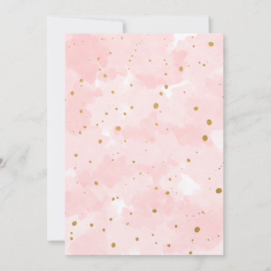 Trendy roze en gouden Waterverf Baby shower Kaart (Achterkant)