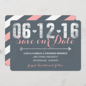Trendy roze en grijs sparen de Datum Save The Date (Voorkant / Achterkant)