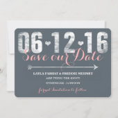 Trendy roze en grijs sparen de Datum Save The Date (Voorkant)