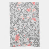 Trendy Roze en Grijs Swirly Floral Theedoek (Verticaal)