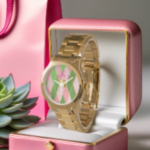Trendy roze en groen goud Argyle Monogram