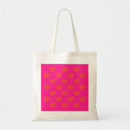 Trendy Roze en Oranje Hartpatroon Tote Bag