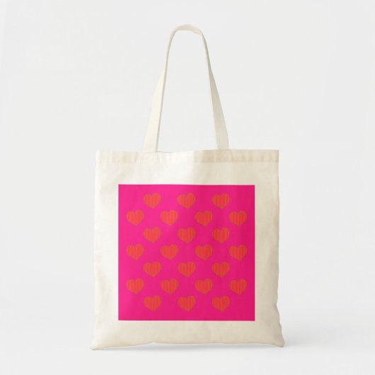 Trendy Roze en Oranje Hartpatroon Tote Bag (Voorkant)