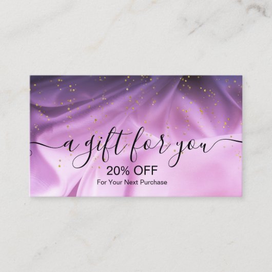 Trendy roze en paarse glitter kortingskaartje (Voorkant)
