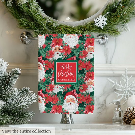 Trendy roze en rode kerst preppy handdoeken