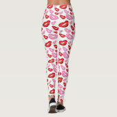 Trendy roze en rode lippenstift prints leggings (Achterkant)