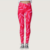 Trendy Roze en rode naaldbladeren Leggings (Voorkant)
