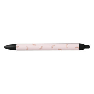 Trendy roze en Roos gouden wimpers Patroon Zwarte Inkt Pen