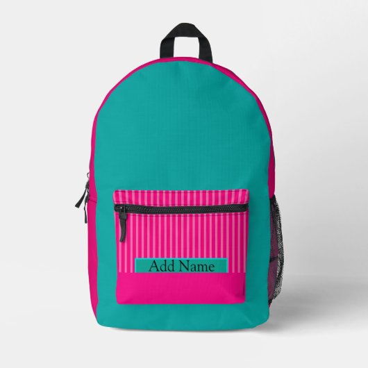 Trendy Roze en Turquoise Bedrukte Rugzak (Voorkant)