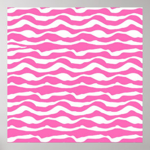 Trendy roze en wit Zebra gestreept patroon Poster