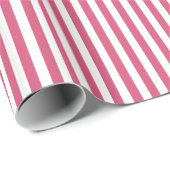 Trendy roze en witte horizontale strepen cadeaupapier (Rol Hoek)