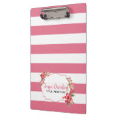Trendy roze en witte strepen klembord (Links)