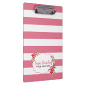 Trendy roze en witte strepen klembord (Rechts)