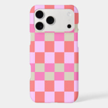 Trendy Roze en Zand Beige Retro Schaakbordpatroon