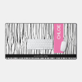 Trendy roze en zwart gepersonaliseerd bureaumat (Keyboard & Muis)