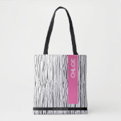 Trendy roze en zwart gepersonaliseerd tote bag (Voorkant)
