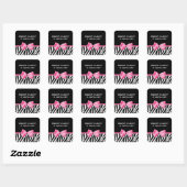 Trendy roze en zwart zebra print meisje Baby showe Vierkante Sticker (Vel)