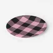 Trendy roze en zwarte buffelplaat papieren bordje (Gekanteld)