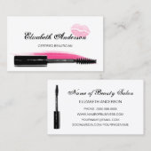 Trendy roze en zwarte cosmetologie mascara visitekaartje (Voorkant / Achterkant)